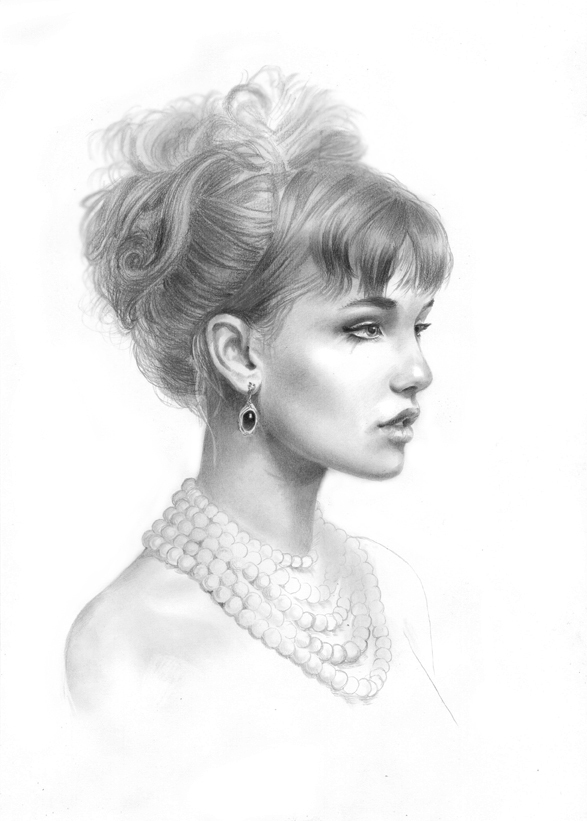 Девушка рисунок профиль карандашом