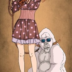 Из серии: Девушки и животные_girl with white ape