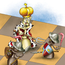 "тигрёнок в шахматном королевстве" иллюстрация (вилка)