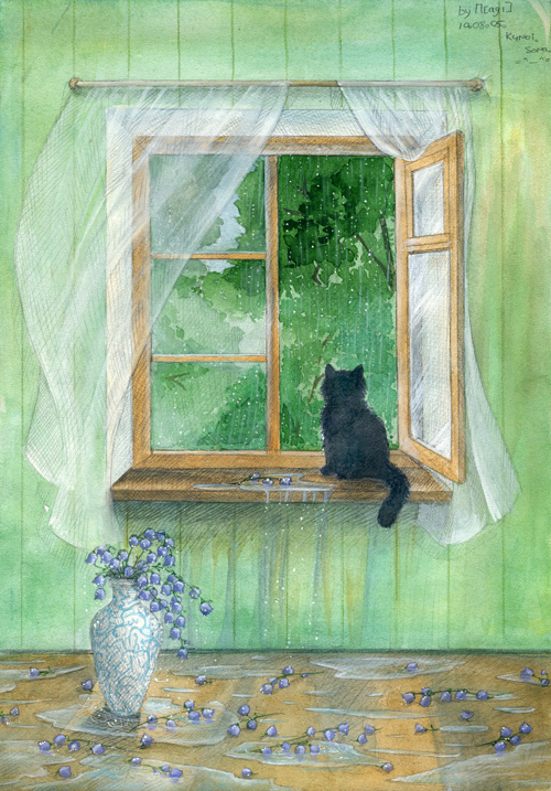 Иллюстрация Весенний дождь в стиле анимационный | Illustrators.ru