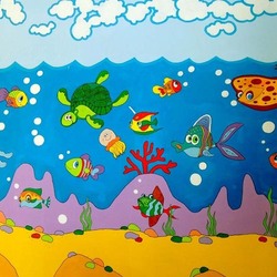 Роспись на стене детского развлекательного центра "Остров Сокровищ"