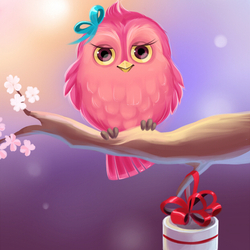 Розовая птичка