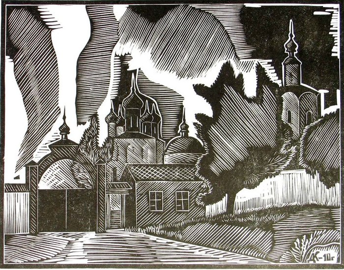 Иллюстрация Мужской монастырь в стиле графика | Illustrators.ru