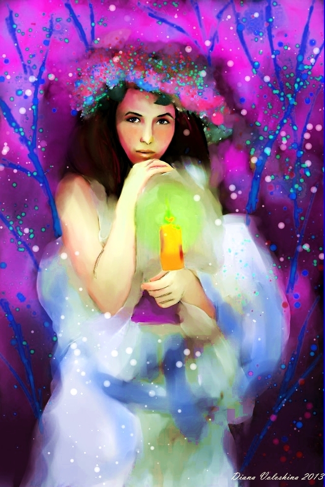 Иллюстрация Девушка со свечой в стиле классика | Illustrators.ru