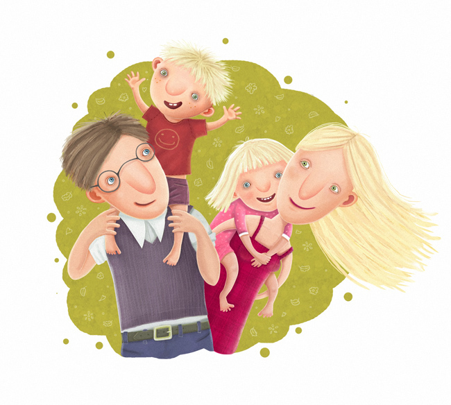Картинка родители. Семейные иллюстрации. Семья иллюстрация. Родители и дети мультяшные. Счастливая семья рисунок.