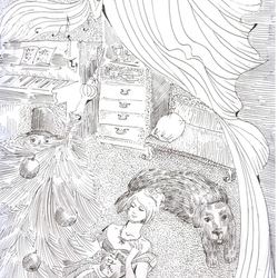 Семья вокруг елки Иллюстрация к сказке"Питер пен"