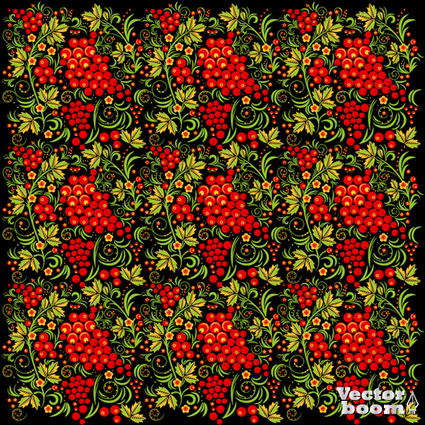 Бесшовный узор в стиле Хохлома.