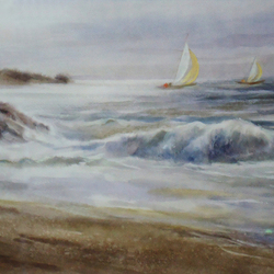 Морской пейзаж серебристый