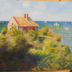 Копия картины Моне "Рыбацкий домик в Веронжевилле"