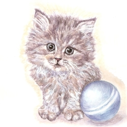Котёнок с мячиком