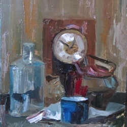 Старые вещи. картон, масло  40х50