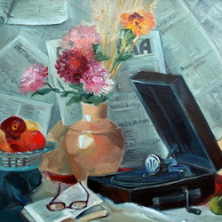 Натюрморт с газетами, холст , масло 50х70
