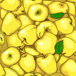 Бесшовный узор: яблоки ярко-желтые