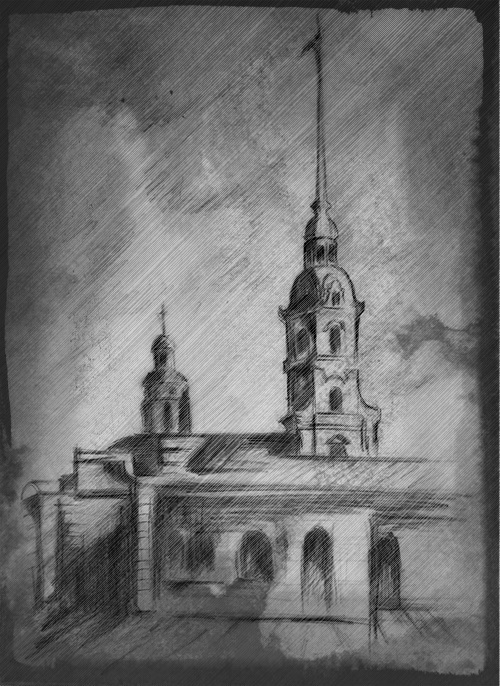 Иллюстрация Петропавловская крепость / заказной рисунок в стиле