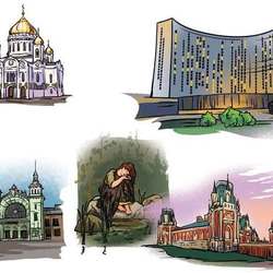 Иллюстрации к изданию о Москве для "Азбукварик". 