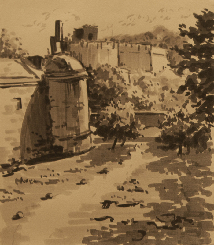 Иллюстрация Крепость в стиле графика | Illustrators.ru