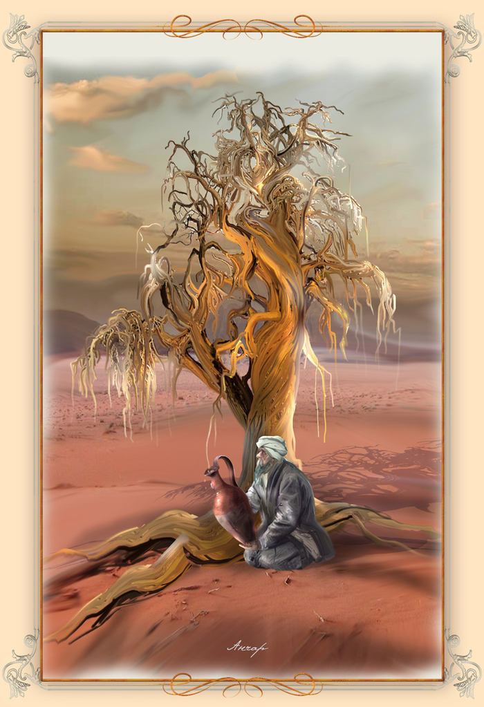 Иллюстрация Пушкин Анчар в стиле книжная графика | Illustrators.ru