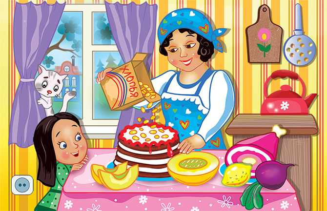 Мама печет торты. Мама печет пироги. Мама печет торт картинки для детей. Мама детям печёт пироги. Печь пироги рисунок для детей.