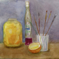 still life with honey jar