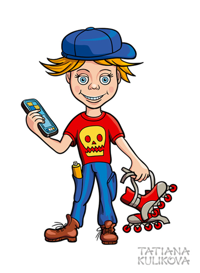 Персонаж школьник. Векторная графика.