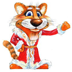 Тигр для новогодней открытки