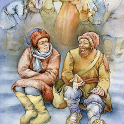 У входа. Иллюстрация к книге Е.Н.Опочинина "Подаяние нищего" 