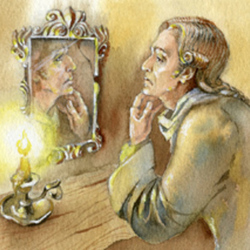 Перед зеркалом. Иллюстрация к книге Е.Н.Опочинина "Подаяние нищего" 