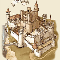 Замок, 13 век. Стены и башни