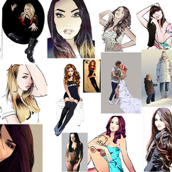 коллаж из портретов в векторе