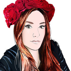 портрет, рыжая в венке