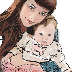 портрет девушки и ребенка