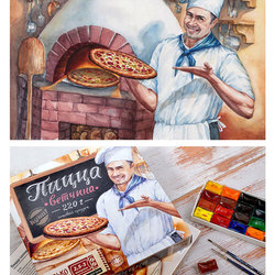 Иллюстрация для упаковки пиццы. Иллюстрация  выполнена для Брендингового агентства Pavlov`s design