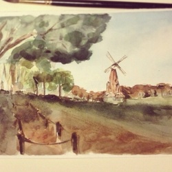 Пейзаж с мельницей