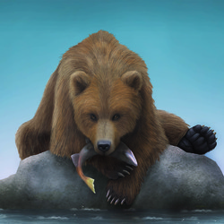 Мишка на камне