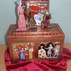 Ларец "Король Артур" эмаль, роспись финифть