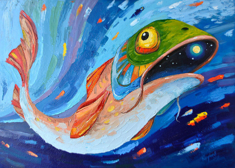 Рыба моя мечта mp3. Рыбки живопись. Пастозная живопись рыбы. Картины с рыбами известных художников. Картины в стиле рыб яркие цвета.