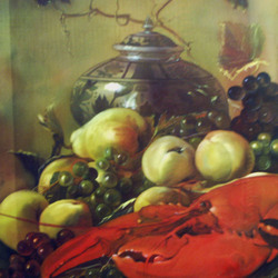 "Фрукты и омар на столе"