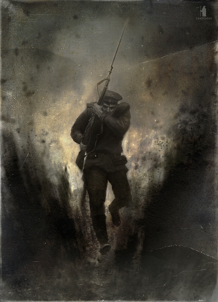 Иллюстрация герой Первой Мировой Войны в стиле 2d