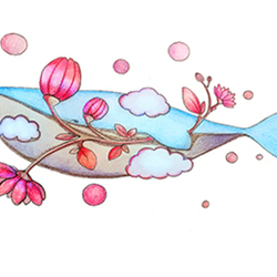 Whale with flowers