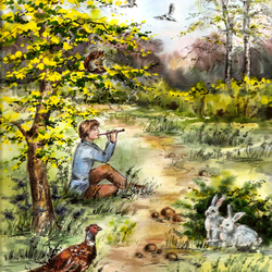 Мальчик в Саду с животными