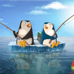 Пингвины на рыбалке