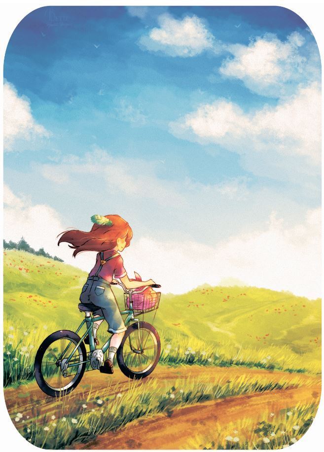 Иллюстрация Девочка на велосипеде в стиле детский | Illustrators.ru