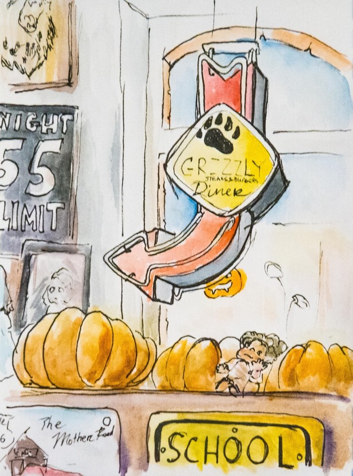 Иллюстрация Кафе Grizzly Diner в стиле скетчи Illustrators.ru