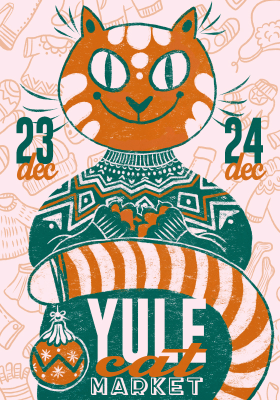 Иллюстрация Йольский кот в стиле плакат | Illustrators.ru