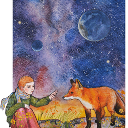 "Маленький принц". Иллюстрация для детского календаря, посвященного литературе 