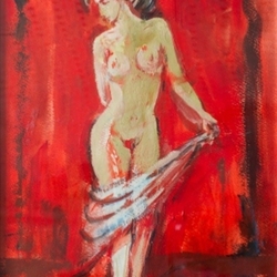 Ню на красном фоне