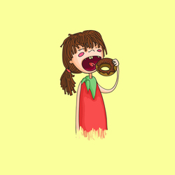 Девочка с пончиком