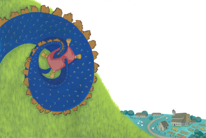 Иллюстрация "Дракон-лежебока" К. Грэм в стиле книжная