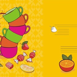 чашки-конфеты - шаблон для меню студенческого кафе, столовой