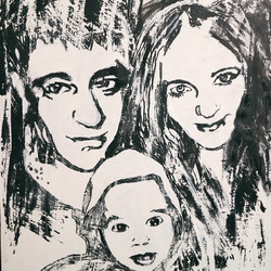 портер семьи в технике граттаж